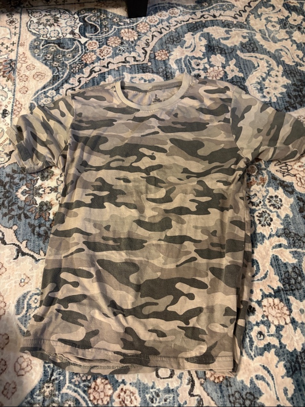 Indigo Tie-Dye Crew Neck Tee - Blue & White